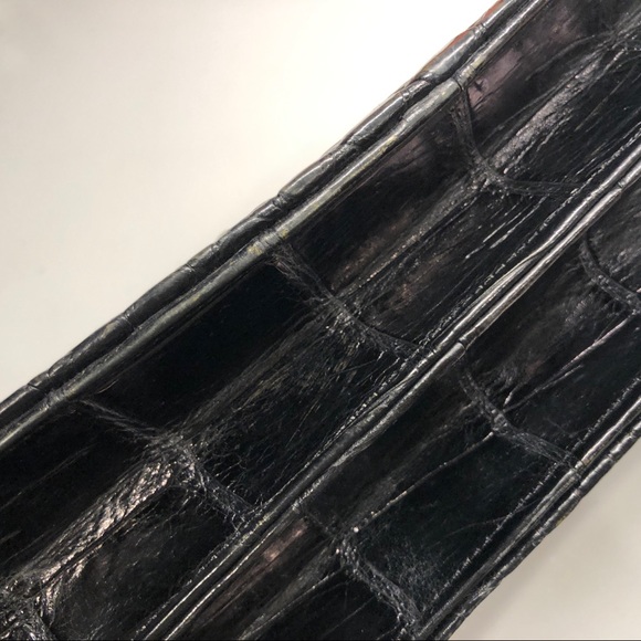 Chic clutch vintage croc embossed dual-sided gold clasps 9”x7” - Picture 9 of 11